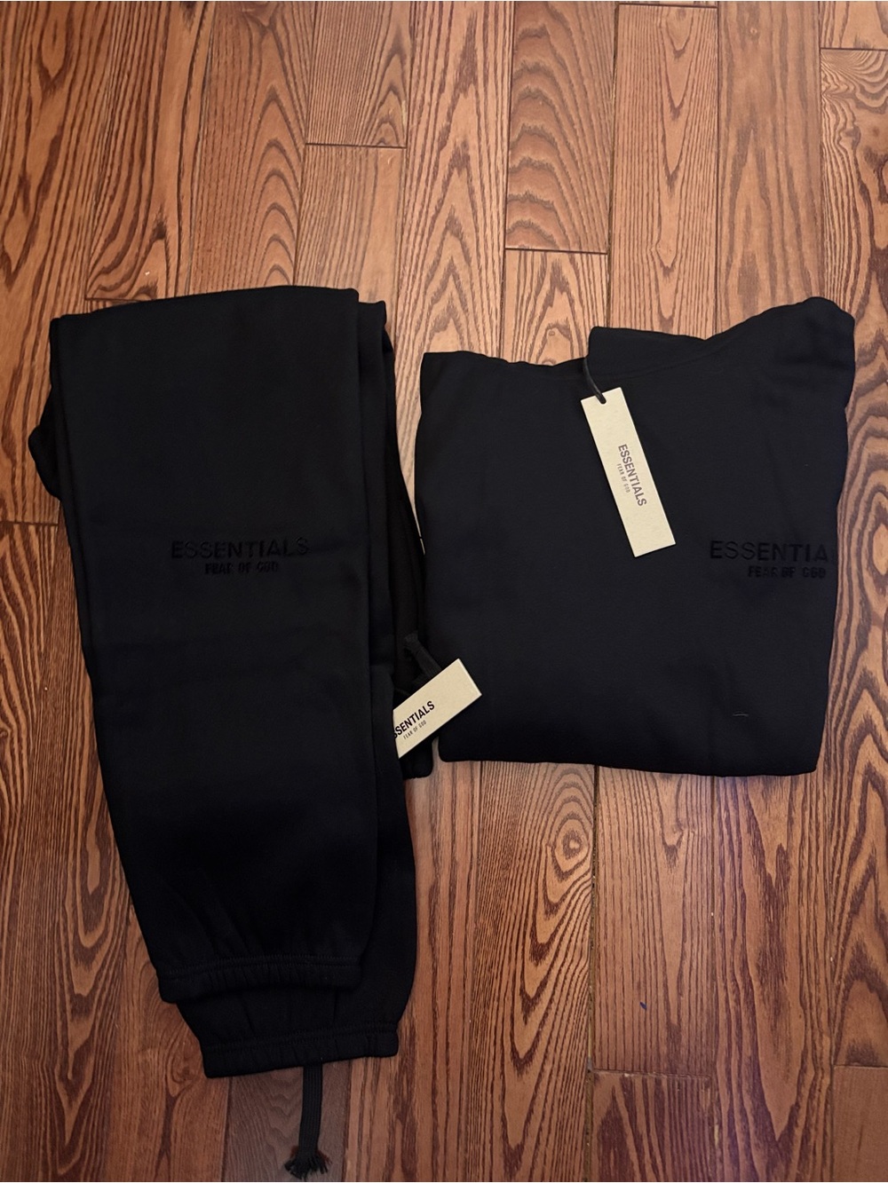 Mens Fear of God Essentials Black Sweatsuit | Medium